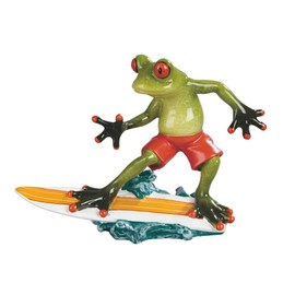 ICE ARMOR 7.5" W Frog Surfing Figurine Statue Sculpture Ornament Decoration Home/Room Decor Ideas for Housewarming, Holidays and Birthdays Great Collectible