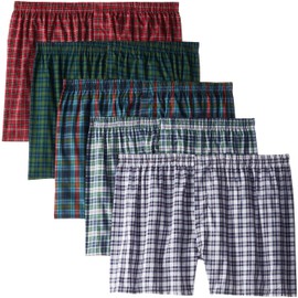 Fruit of the Loom Men's Boxer Shorts (Pack of 5), Tartan 5 Pack