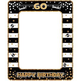60th Birthday Photo Booth Props,Black Gold Inflatable Selfie Frame Picture Frame,Giant Inflatable Party Photo Booth Frame for 60th Birthday Party Decorations Supplies Men Women Favor Gift
