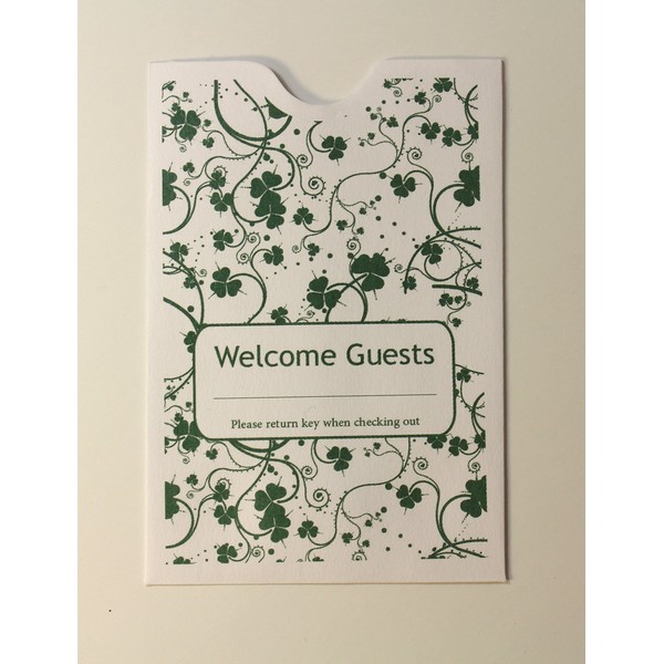 1000 Cashier Depot Keycard Envelope/Sleeve" Welcome Guests" 2-3/8" x 3-1/2", Olive Green, 1000 Count
