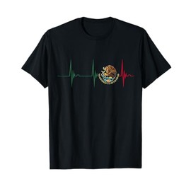 Mexico Heartbeat EKG Pulse Mexican Pride Emblem Mexico Flag T-Shirt