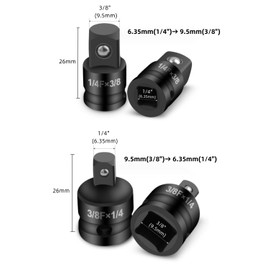 YFFSFDC Socket Adapter Set, Insertion Angle Conversion Sockets, Set of 4, 1/2", 3/8", 1/4" Insertion Angle Conversion Adapter, Impact Socket Adapter, High Strength, Tire Replacement, Car Repair