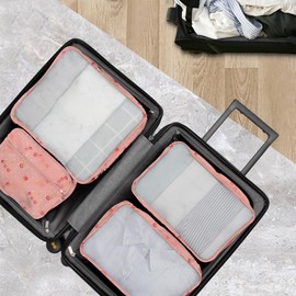 12 Large/Medium/Small Packing Cubes – Luggage Organiser in Various Sizes – Mesh Travel Packing Cube Set in Assorted Colours (12 Cherry Mixed Sizes)
