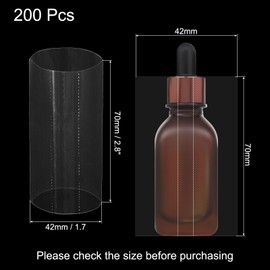 QUARKZMAN Pack of 200 shrink film set, parafilm sealing film, 42 x 70 mm, PVC, clear perforated shrink bands, shrink capsule for dropper bottle, oil bottle, shrink cap bottles