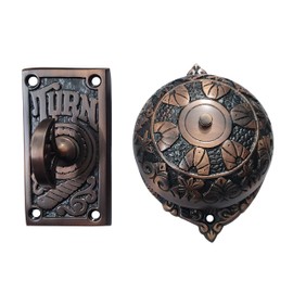 Adonai Hardware Abijam Brass Manual Old Fashion Door Bell or Twist Door Bell or Hand-Turn Door Bell (Antique Copper)