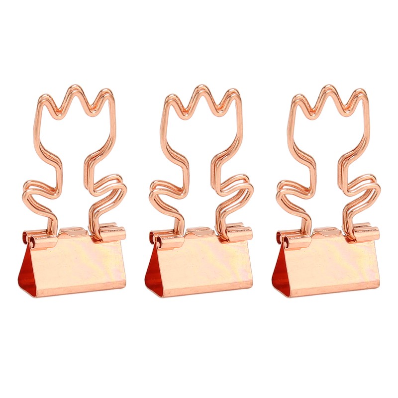 100Pcs Rose Gold Hollowed Long Tail Binder Paper Clips Beautiful