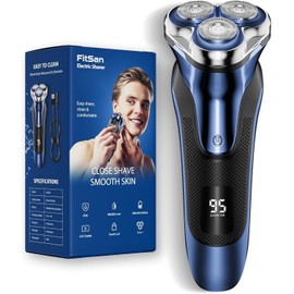 FitSan Elektrischer Rasierer für Herren: Nass- und Trocken-Bartrasierer, IPX7, wasserdicht, wiederaufladbar, kabellos, Folienrasierer mit Pop-Up-Trimmer, Reiseschloss, gründliche Rasur und SkinProtect