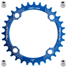 YBEKI 30T 32T 34T 36T 38T 40T 42T 44T 46T 48T 50T 52T Chainring 104BCD Round Oval Narrow Wide Single Bike Chainring for 8 9 10 11 Speed Mountain Bike Road Bike MTB BMX (blue round, 34T)