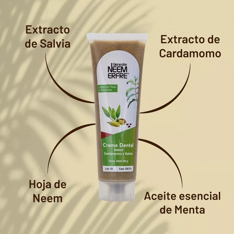 Bienestar Neem Erfre Crema Dental Natural Sabor Cardamomo Y Salvia
