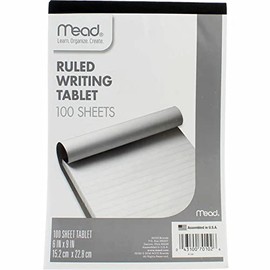 Mead Ruled Writing Tablet, 100-Sheets, 6" x 9" (Pack of 6)