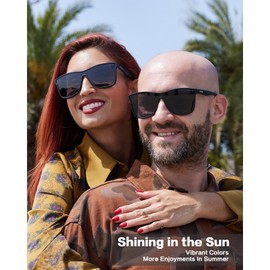 Jefoo Polarized Sunglasses Men Trendy Mirrored shades Women Reflective Sun Glasses UV Protection