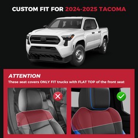Tacoma Seat Covers for Toyota Tacoma 2024 2025 Double Cab, SR, SR5, TRD Sport, TRD Off-Road, Faux Leather Full Set Pickup Truck Seat Covers BlackBlue
