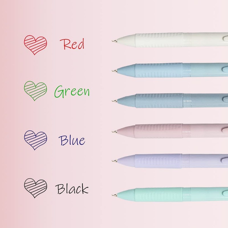 CIOUYAOS 6 Pack Multi Coloured Ballpoint Pen, 4-in-1 Retractable Multicoloured