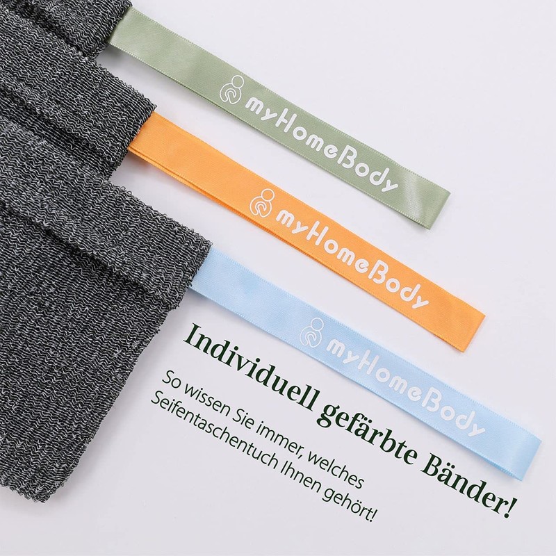 myHomeBody Exfoliating Sponge, Soap Bags for Exfoliation, Pack of 3