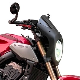 Lorababer Motorcycle Front Headlight Fairing Cowl with Windshield Deflector Compatible with CB1000R 2018-2020 CB650R 2019-2023 Headlamp Cover Mask Visor Windscreen, Matte Black with Black