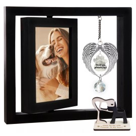Handmade Wooden Pet Picture Rotating Frame Double Sided Display Pet Memorial Ornament