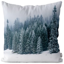 VOID Christmas Forest Winter Snow Cushion Cover Sofa Cushion Decoration Christmas Winter Christmas Decoration Cushion Size: 50 x 50 cm