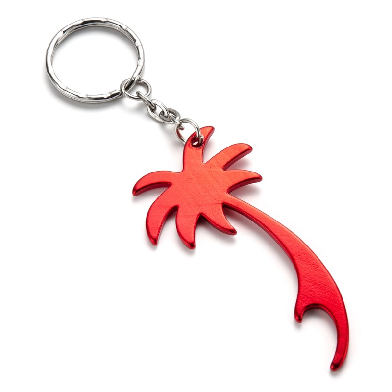 Komonee Palm Tree Red Keychain Bottle Opener Key Chain Metal