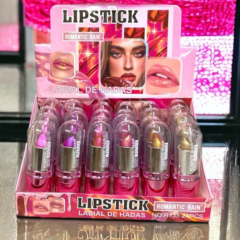 Romantic Rain Labial De Hadas Holográfico Diferentes Tonos Lipstick 6pz