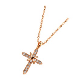 LIFKOME Fashion Cross Pendant Necklace Cubic Zirconia Rose Gold Women Necklace for Teen Girls