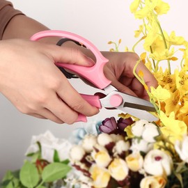 Gardening Scissor Pink Sharp Blade Alloy Steel Garden Shears for Cutting Flowers Trimming Plants of Yard Florist Rose Herb Hedge and Fruits Picking