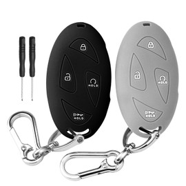 QBUC 2PCS for Hyundai Ioniq 6 Key Fob Cover,Silicone Key Case with Keychain Compatible with Hyundai Grandeur GN7 Kona Elantra Sonata Santa Fe Tucson 2025 2024 2023,4/5/7Buttons Smart Key(Black+Grey)