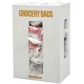 Libreshine Extra Large White Bamboo Grocery Bag Holder for Plastic Bags, Under Sink Cabinet or Wall Mounted Organizer, Space-Saving Bag Dispenser for Kitchen, Pantry, Laundry Room, Garage