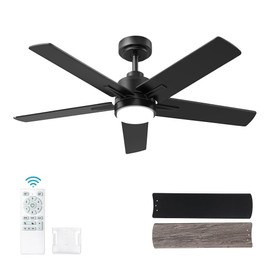 YUHAO 48 Inch Black Ceiling Fan with Light and Remote Control.Noiseless,Dimmable, 3CCT,6 Speeds Reversible, Modern DC Ceiling Fans for Indoor or Covered Outdoor Use,ETL Listed