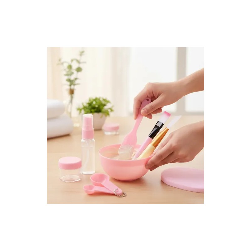 11 Pzs Kit Preparación Mascarilla Facial Bowl Brochas Frasco