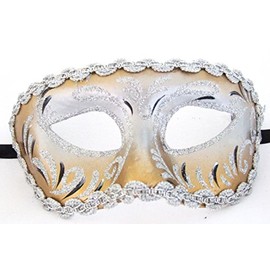 Griffin Trader Venetian Eye Mask Silver & Gold Costume Prom Party Mardi Gras