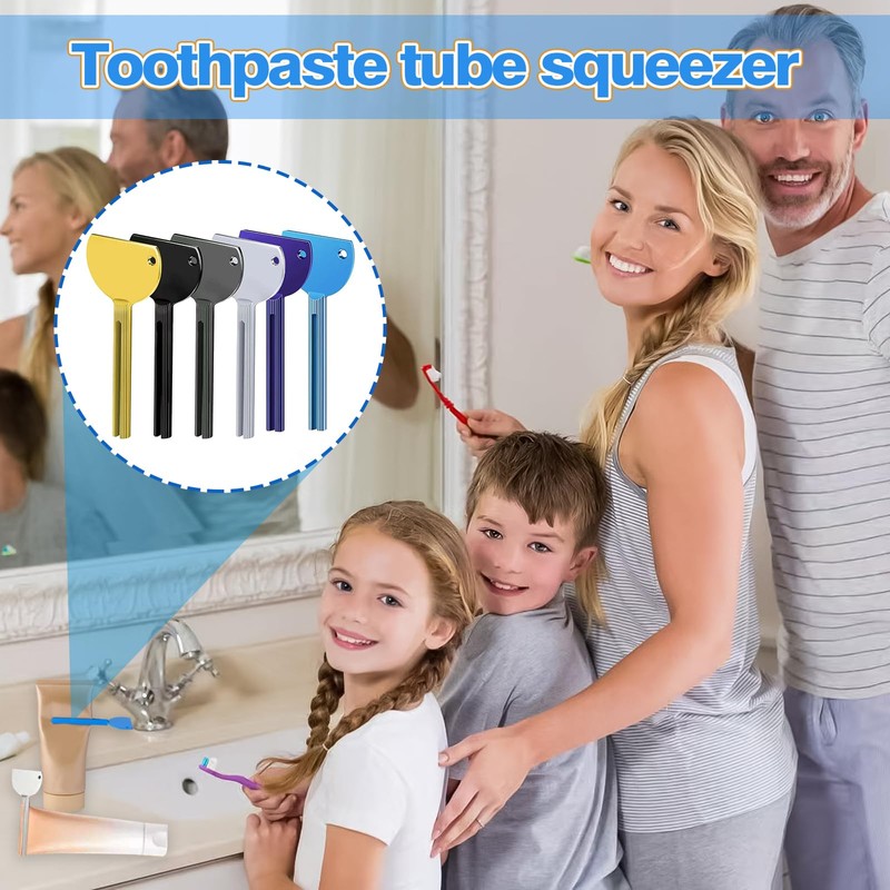 Toothpaste Squeezer, 6-Pack Stainless Steel Tube Rollers, Durable and Reusable,