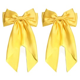 SUSULU Hair Bows for Women,Yellow Bow Hair Clips for Girl Hair Bows Barrette Metal Clips Long Ribbon Hairpin Party Bows for Hair Ponytail Hair Styling Accessories 2pack