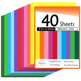 Ftumertly Colored Cardstock 40 Pack, Mixed 10 Assorted Colors 180gsm/65lb Card Stock Paper 8.5 x 11 Card Stock Colored, Colorful Cardstock Paper for Crafting, Christmas DIY Card Making, Scrapbooking