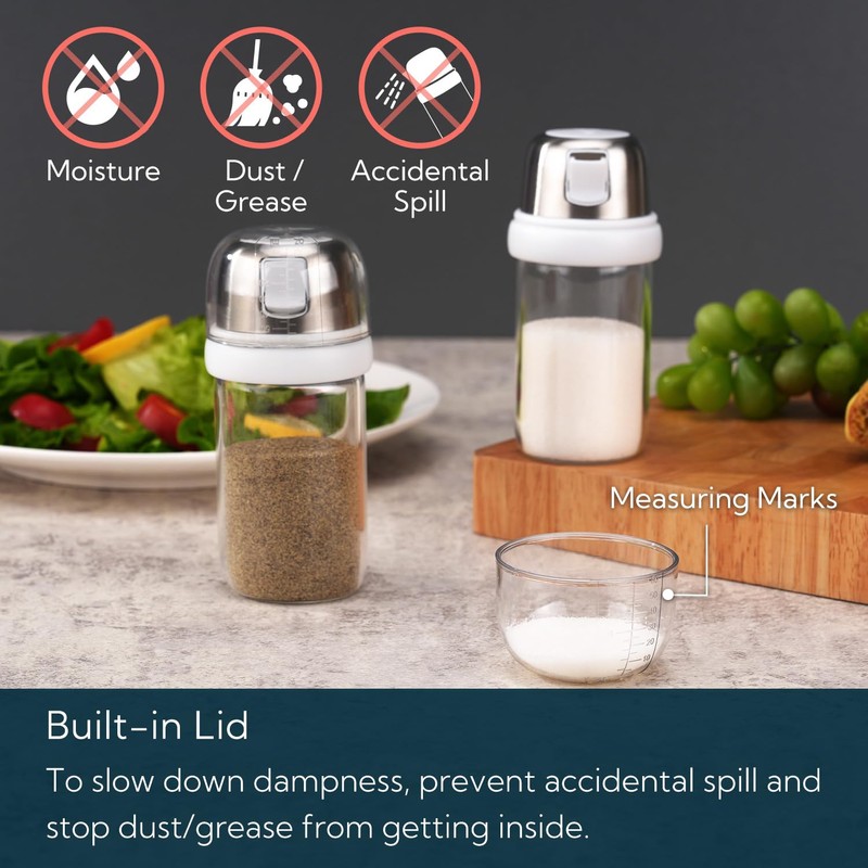 KTCHENDAO 2 in 1 Glass Salt and Pepper Shaker with