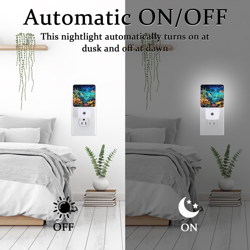 SLHFDKL Underwater World Fish Night Light, Plug-into Wall Sea Ocean