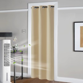RYB HOME Door Curtains 80 inches Length, Room Darkening Privacy Doorway Drapes Easy Sliding Grommets Door Curtain Thermal Insulated Shades for Bedroom Closet Kitchen, W42 x L80 inch, Beige, 1 Panel