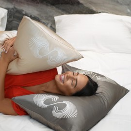 Silk Pillowcase 50x70 - 100% Natural 19 Momme - Design Pillow Case - For Brittle, Thin, Damaged Hair - Alternative to Scarf, Night Cap, Satin Charlotte (Grey)