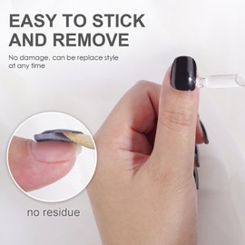 CANVALITE 20pcs Semi Cured Gel Nail Strips for Women,(Black) UV Gel Nail Stickers Gel Nail Wraps for Home Nail DIY Salon-Quality Nail Wraps with 2 Prep Pad,Nail File,Scissor,Wooden Stick