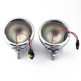 2PCS 4.5 Inch Fog Light Housing Bracket for Harley Davidson 4 1/2" Passing Light Chrome Bucket Mount Assembly for Motorcycle Auxiliary Fog Lamp