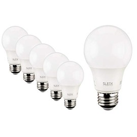 SleekLighting 9W A19 Dimmable LED Lightbulb (6 Pack) - General-Purpose Household Lighting Bulb -cool White (5000k) - 800lm, HL Chip, 240 Degree, E26, UL Listed, Energy Star- 9 Watts of energy, 120 V