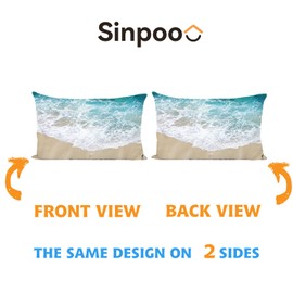 Sinpooo Blue Throw Pillows Cover 12 x 20 Inch,Ocean Beach Decorative Throw Pillows Cover for Home Decor,Home Sofa Couch Pillows（Ocean 2 Pack）