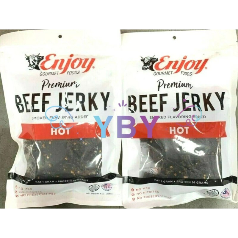 Enjoy 2 Packs Enjoy Premium Hot Beef Jerky 8 OZ