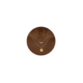 CHESKY Layered Gold Necklaces for Women, Stackable Dainty 14K Real Gold Plated CZ Diamond Bar Disc Pendant Necklace for Women Adjustable Layering Beads Chain Choker Necklace Jewelry for Women Gifts