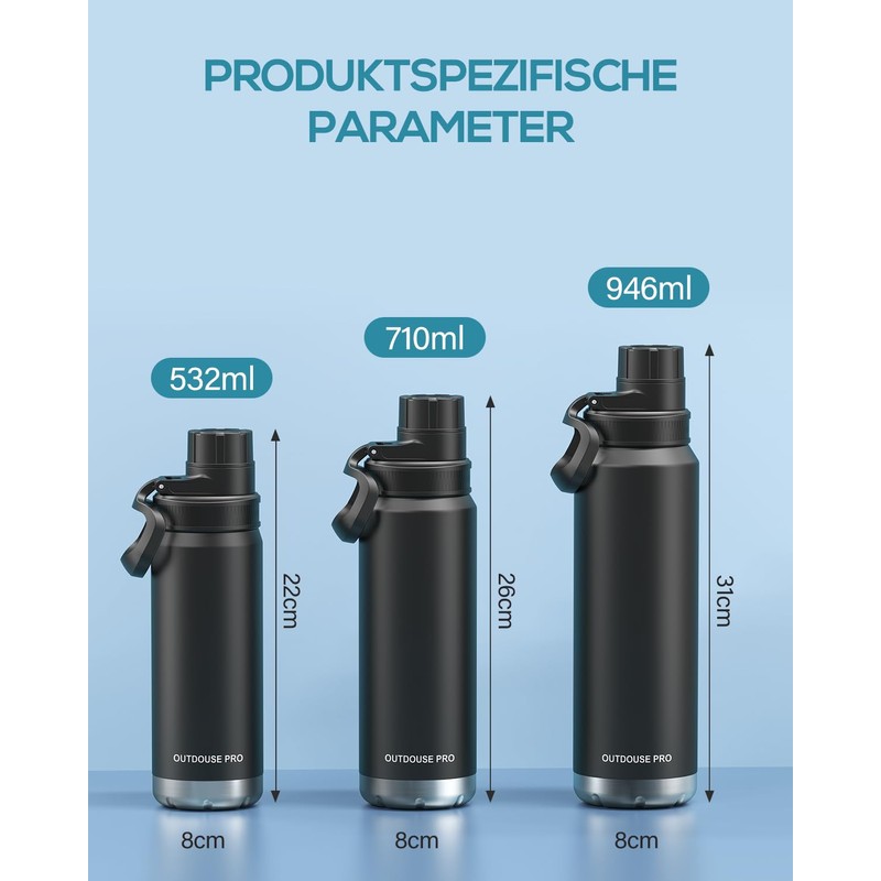 Thermos Flask Stainless Steel Insulated - 532 ml, 710 ml,