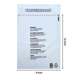 9" x 12" (228mm x 305mm) - 100 Pack - Clear Garment Poly Bags - Self-Sealing, Dust-Free Clothes Protection, Transparent, FBA Approved Suffocation Warning - for Travel, Storage & Retail - Clear Bags