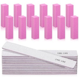 Juego de 24 limas de uñas y pulidores con bloque de tampón, grano 120 y lima de uñas, grano 100/180, kit de herramientas de manicura profesional