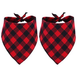 GOYOSWA 2 Pack Christmas Dog Bandanas for Large Dogs, Buffalo Plaid Dog Bandana Triangle Scarf Christmas Dog Cosumes for Small Medium Large Extra Large Dogs (Red Plaid, Large)