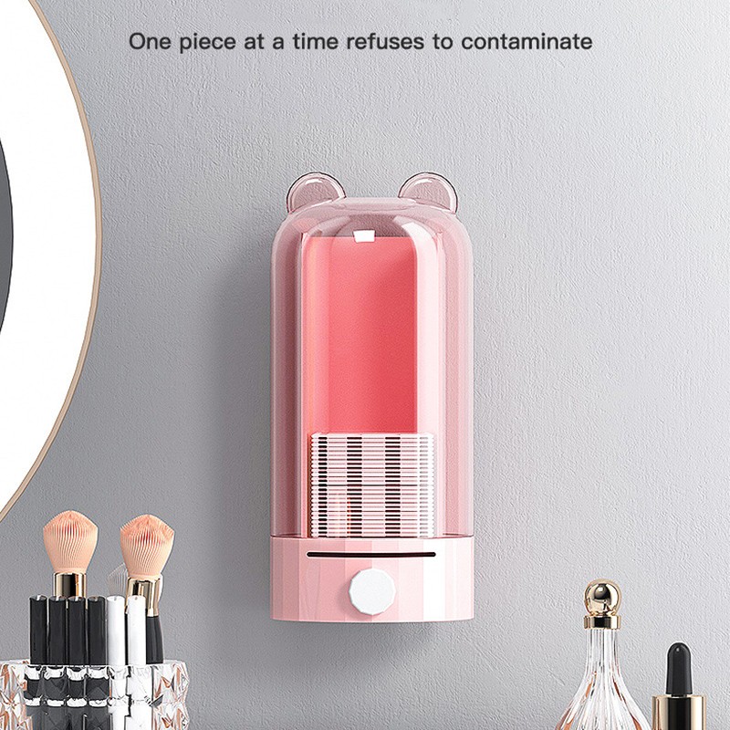 Cotton Pad Dispenser Automatic Dustproof Transparent Wall Mounted Wall Mounted