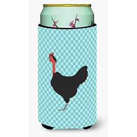 Caroline's Treasures BB8013TBC Naked Neck Chicken Blue Check Tall Boy Hugger Can Cooler Sleeve Hugger Machine Washable Drink Sleeve Hugger Collapsible Insulator Beverage Insulated Holder
