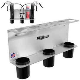 Pit Posse PP3363 Hand Grease Gun Tube Holder Rack - Made in USA - Holds 2 Grease Guns- Garage Organizer Aluminum Storage Caddy Wall Mount Accessory for Enclosed Trailer, Shop, or Garage (Silver)